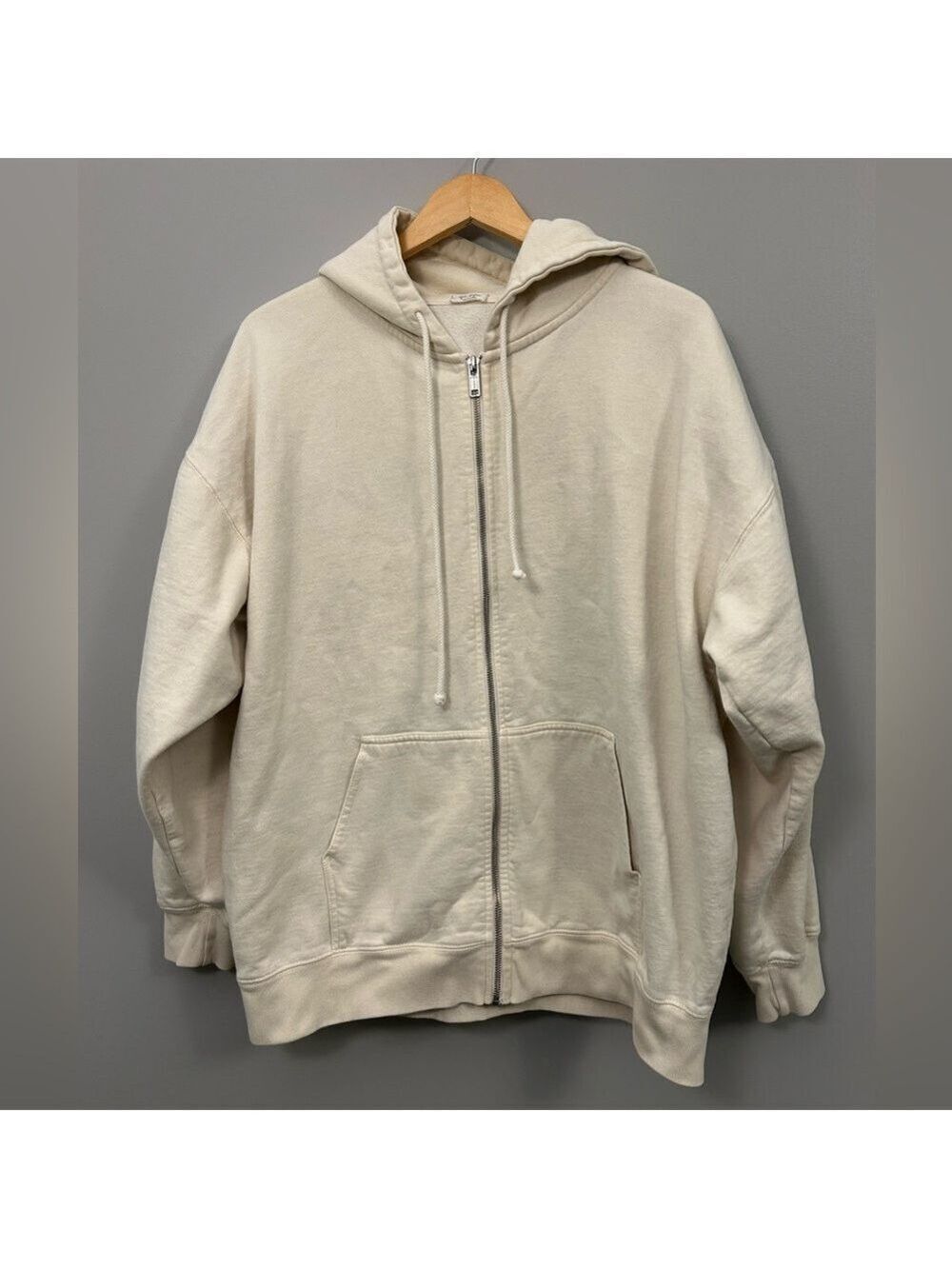 John Galt Zip Up Baggy Sweater Cream Oversized